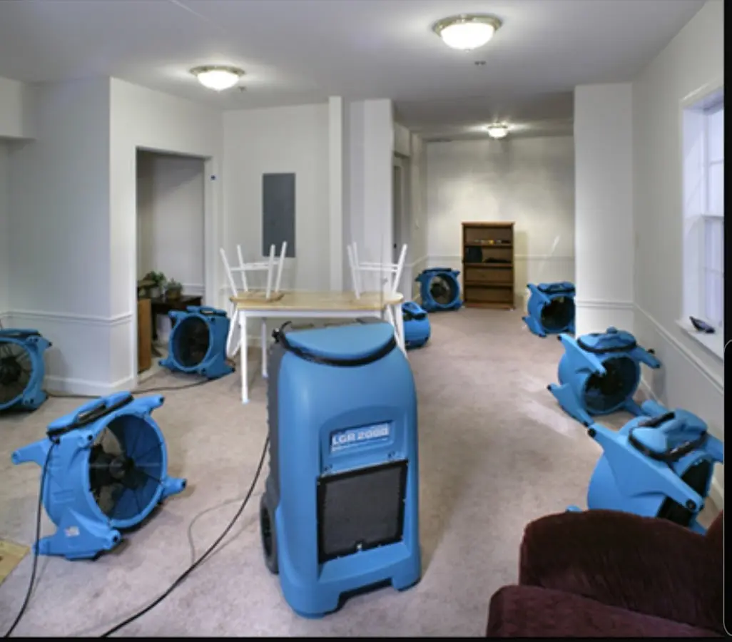 Air movers and dehumidifier setup for Water Damage Restoration in Lehighton
